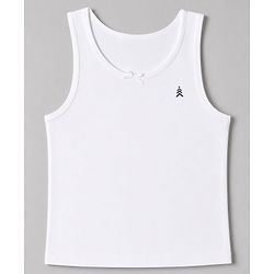 Pine Kids Cotton Lycra Knit Sleeveless Set Of Vests With Logo Print Pack Of 3 - White