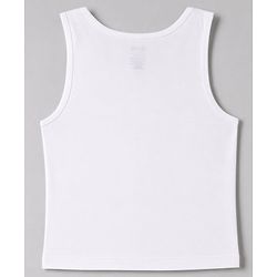 Pine Kids Cotton Lycra Knit Sleeveless Set Of Vests With Logo Print Pack Of 3 - White