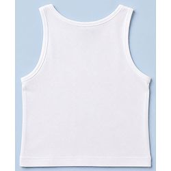 Pine Kids Cotton Lycra Knit Sleeveless Solid Vests Pack of 5 - White