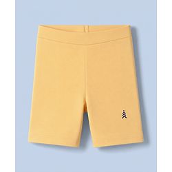 Pine Kids Cotton Lycra Knit Cycling Shorts With Logo Print Pack Of 3  - Beige