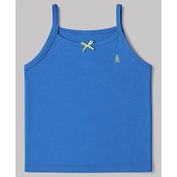 Pine Kids Cotton Lycra Knit Sleeveless Solid Slips With Bow Applique Pack Of 3 - Yellow Sea Green & Blue