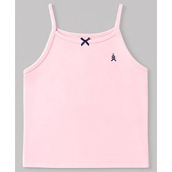 Pine Kids Cotton Lycra Knit Sleeveless Solid Slips With Bow Applique Pack Of 3 - Purple Pink & White