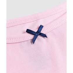 Pine Kids Cotton Lycra Knit Sleeveless Solid Slips With Bow Applique Pack Of 3 - Purple Pink & White