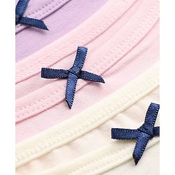 Pine Kids Cotton Lycra Knit Sleeveless Solid Slips With Bow Applique Pack Of 3 - Purple Pink & White