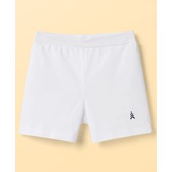 Pine Kids Cotton Lycra Knit Solid Cycling Shorts With Logo Print Pack Of 3  - White