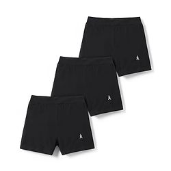 Pine Kids Cotton Lycra Knit Solid Cycling Shorts With Logo Print Pack Of 3  - Black