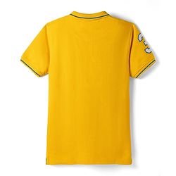 Pine Kids Cotton Knit Half Sleeves Polo T-Shirt with  Eagle Embroidered - Yellow