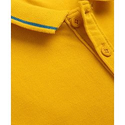 Pine Kids Cotton Knit Half Sleeves Polo T-Shirt with  Eagle Embroidered - Yellow