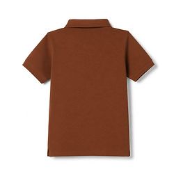 Pine Kids Cotton Knit Half Sleeves Solid Polo T-Shirt - Brown