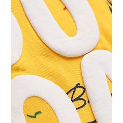 Pine Kids Cotton Knit Half Sleeves T-Shirt with Palm Tree & South Coast Applique - Yellow