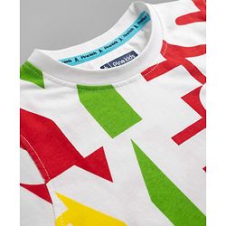 Pine Kids Cotton Knit Half Sleeves T-Shirt with Text Print - White