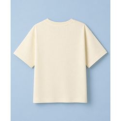 Pine Kids Cotton Denim Knit Half Sleeves T-shirt & Shorts Set With Text Print - Offwhite & Yellow