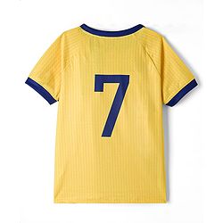 Pine Active Knit Half Raglan Sleeves Football Theme  Printed T-Shirt & Shorts Set - Yellow