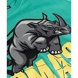 Pine Kids 100% Cotton Knit Half Sleeves Rhino Text & Camouflage Printed T-Shirt & Pyjama Night Suit - Green