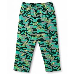 Pine Kids 100% Cotton Knit Half Sleeves Rhino Text & Camouflage Printed T-Shirt & Pyjama Night Suit - Green