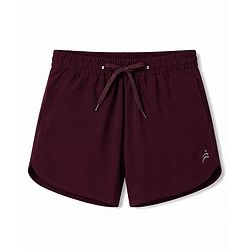 Pine Active Woven Above Knee Length Solid Color Performance Shorts - Wine