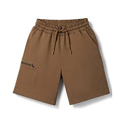 Pine Active Knit Knee Length Solid Shorts with Stretch-Brown