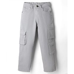 Pine Kids Denim Woven Full Length Jeans with Cargo Pockets - Beige