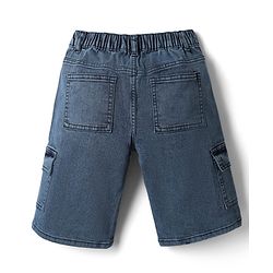 Pine Kids Denim Woven Shorts with Cargo Pockets - Aqua Blue