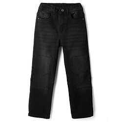 Pine Kids Cotton Mixes Denim Woven Jeans with Knee Patch in Black