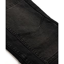 Pine Kids Cotton Mixes Denim Woven Jeans with Knee Patch in Black