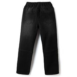Pine Kids Cotton Mixes Denim Woven Jeans with Knee Patch in Black