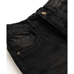 Pine Kids Cotton Mixes Denim Woven Jeans with Knee Patch in Black