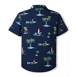 Pine Kids Woven Half Sleeves Shirt with Tropical Theme Print - Blue