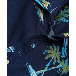 Pine Kids Woven Half Sleeves Shirt with Tropical Theme Print - Blue