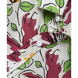 Pine Kids Viscose Knit Half Sleeves Printed Shirt with Floral Print - Green