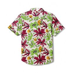 Pine Kids Viscose Knit Half Sleeves Printed Shirt with Floral Print - Green