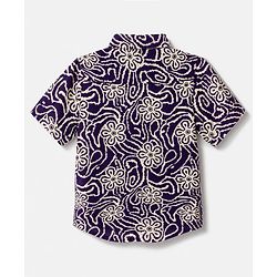 Pine Kids Viscous Knit Half Sleeves Printed Shirt with Floral Print - Purple