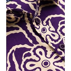 Pine Kids Viscous Knit Half Sleeves Printed Shirt with Floral Print - Purple