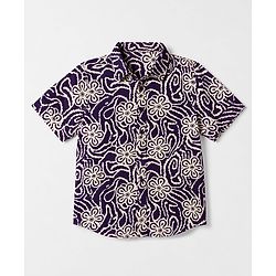 Pine Kids Viscous Knit Half Sleeves Printed Shirt with Floral Print - Purple