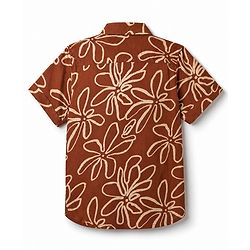 Pine Kids Viscose Knit Half Sleeves Floral Printed Shirt - Brown