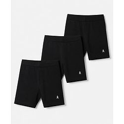 Pine Kids Cotton Lycra Knit Above Knee Length Cycling Shorts Pack of 3 - Black
