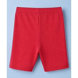 Pine Kids Cotton Blend Knit Solid Cycling Shorts with Chevron Embroidery Pack of 3 - Red White & Pink