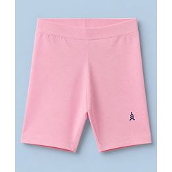 Pine Kids Cotton Blend Knit Solid Cycling Shorts with Chevron Embroidery Pack of 3 - Red White & Pink