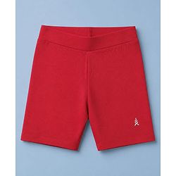 Pine Kids Cotton Lycra Knit Above Knee Length Cycling Shorts Assorted Pack of 3 - Red White & Black