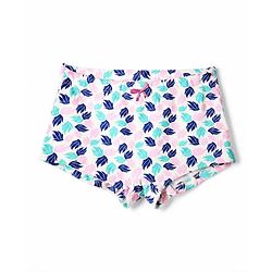 Pine Kids Cotton Elastane Knit Leaves Printed Bloomers Pack Of 3 - Pink Blue & White
