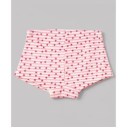 Pine Kids Cotton Elastane Knit Floral Printed Panties Pack of 3 - Red & Pink