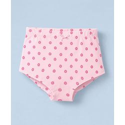 Pine Kids Cotton Elastane Knit Solid Bloomers With Floral Print Pack of 3 - Pink White
