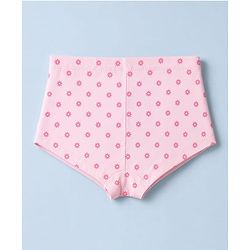 Pine Kids Cotton Elastane Knit Solid Bloomers With Floral Print Pack of 3 - Pink White