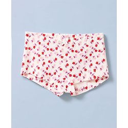 Pine Kids Cotton Elastane Knit Solid Bloomers With Floral Print Pack of 3 - Pink White