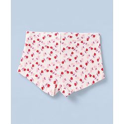 Pine Kids Cotton Elastane Knit Solid Bloomers With Floral Print Pack of 3 - Pink White
