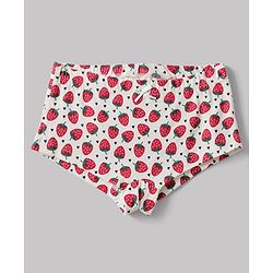Pine Kids Cotton Elastane Knit Panties With Strawberry Print Pack of 3 - Red Pink White