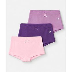 Pine Kids Cotton Elastane Knit Panties With Bow Detailing Pack of 3 - Purple & Peach