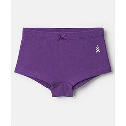 Pine Kids Cotton Elastane Knit Panties With Bow Detailing Pack of 3 - Purple & Peach