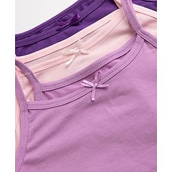 Pine Kids Cotton Lycra Knit Sleeveless Slips with Bow Applique Pack of 3 - Purple & Blue