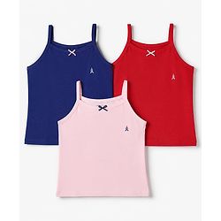 Pine Kids Cotton Mix Knit Slips with Bow Applique in Pink,Red & Navy Pack of 3